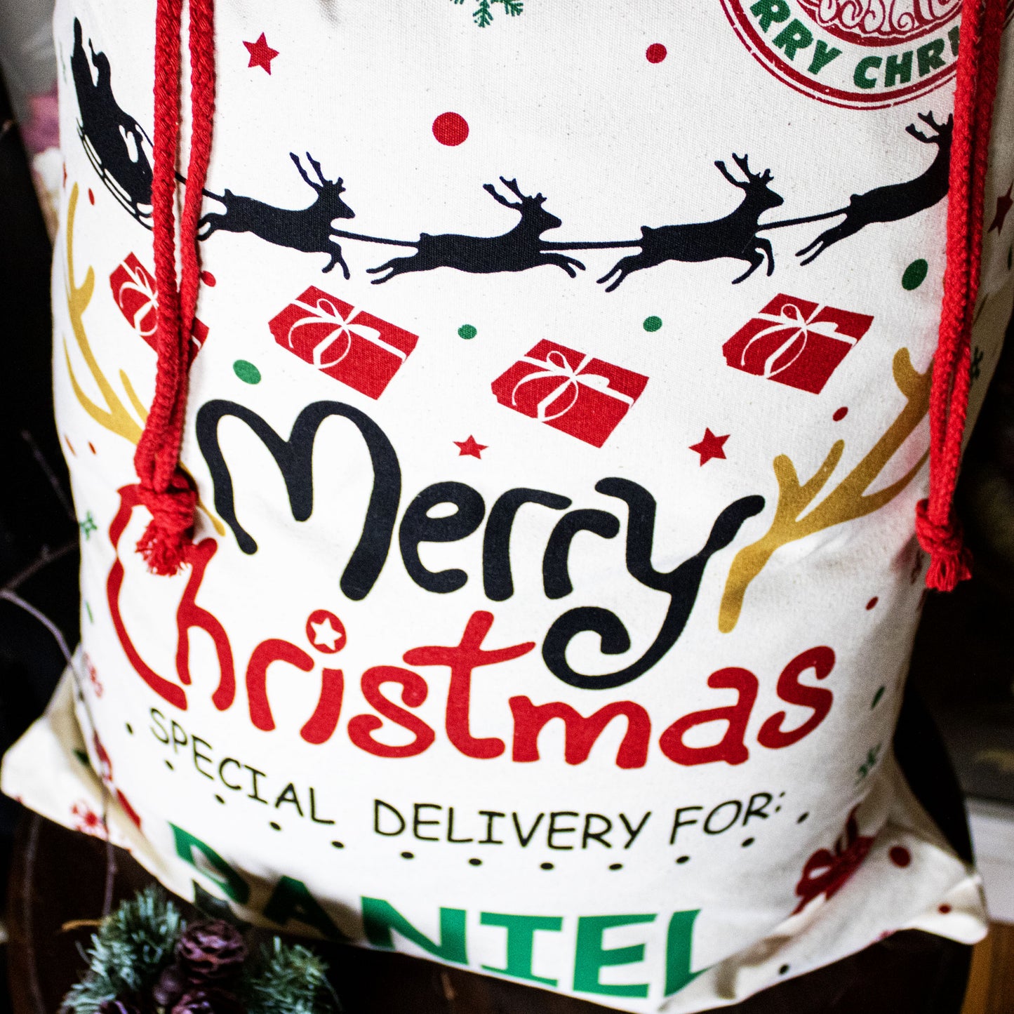 Merry Christmas Cotton Christmas Sack