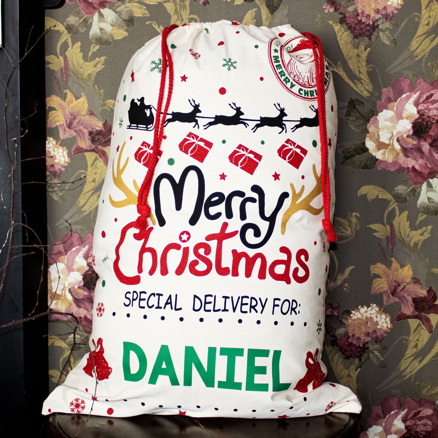 Merry Christmas Cotton Christmas Sack