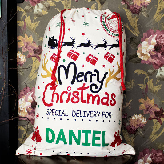 Merry Christmas Cotton Christmas Sack