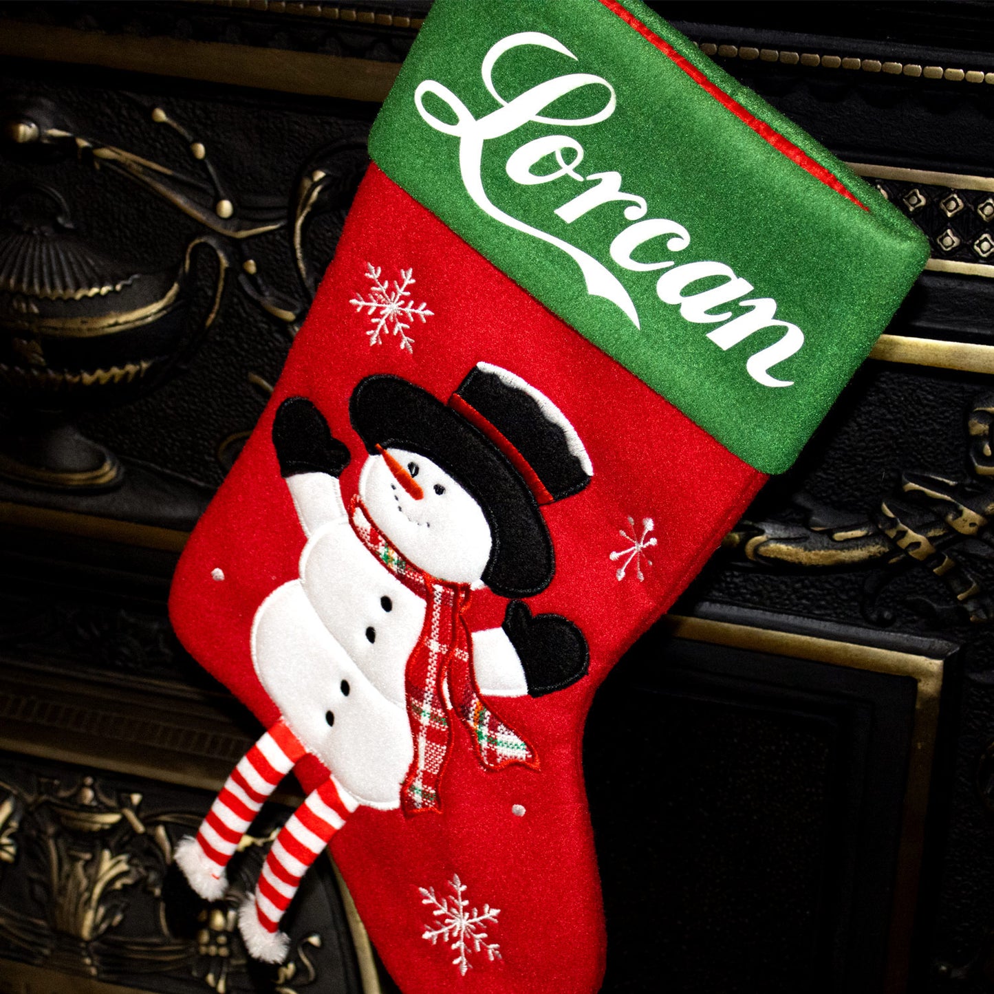 Snowman Christmas Stocking with dangling legs
