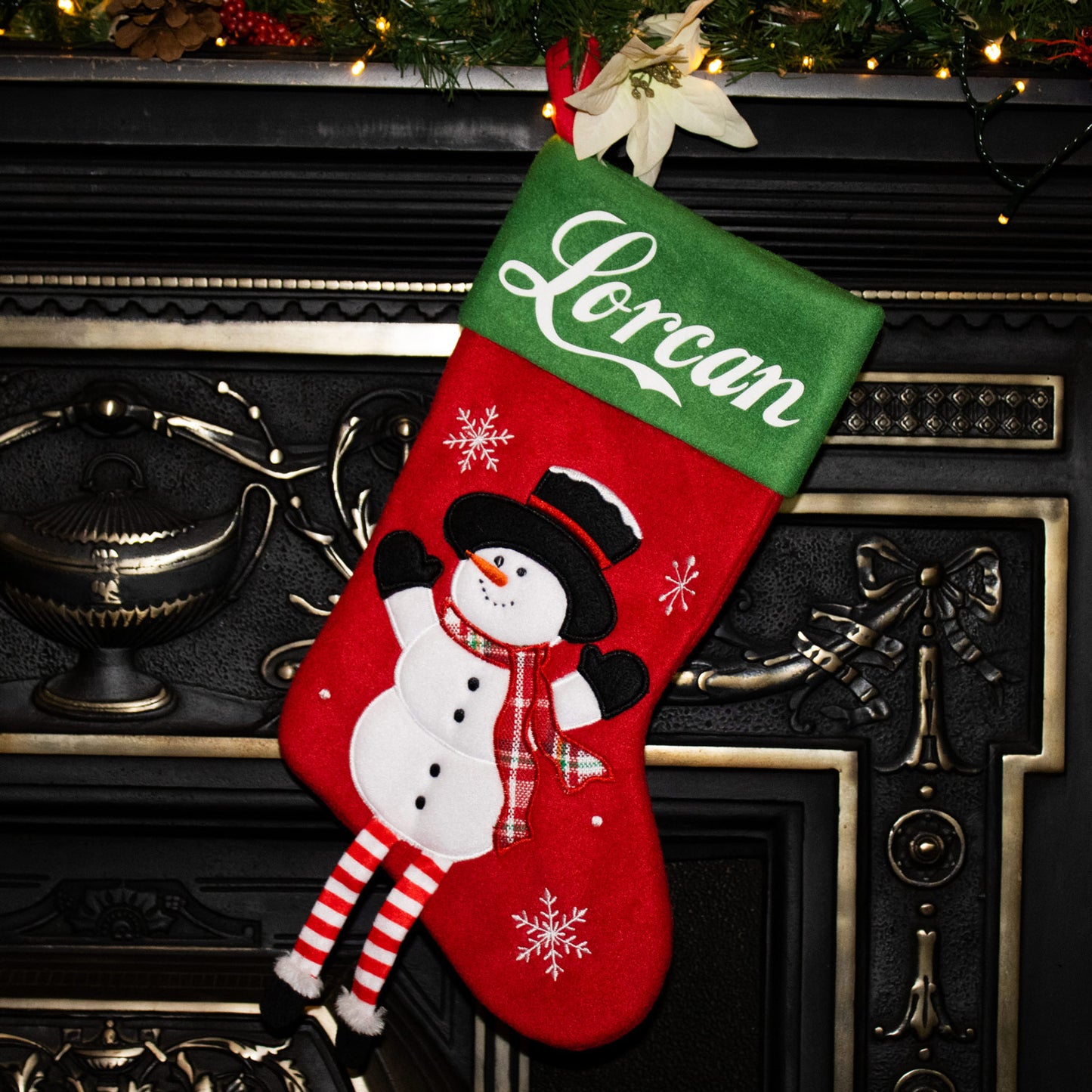 Snowman Christmas Stocking with dangling legs