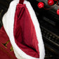 Close-up of a red and white christmas stocking