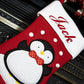 Close up of Penguin Design on Christmas Stocking