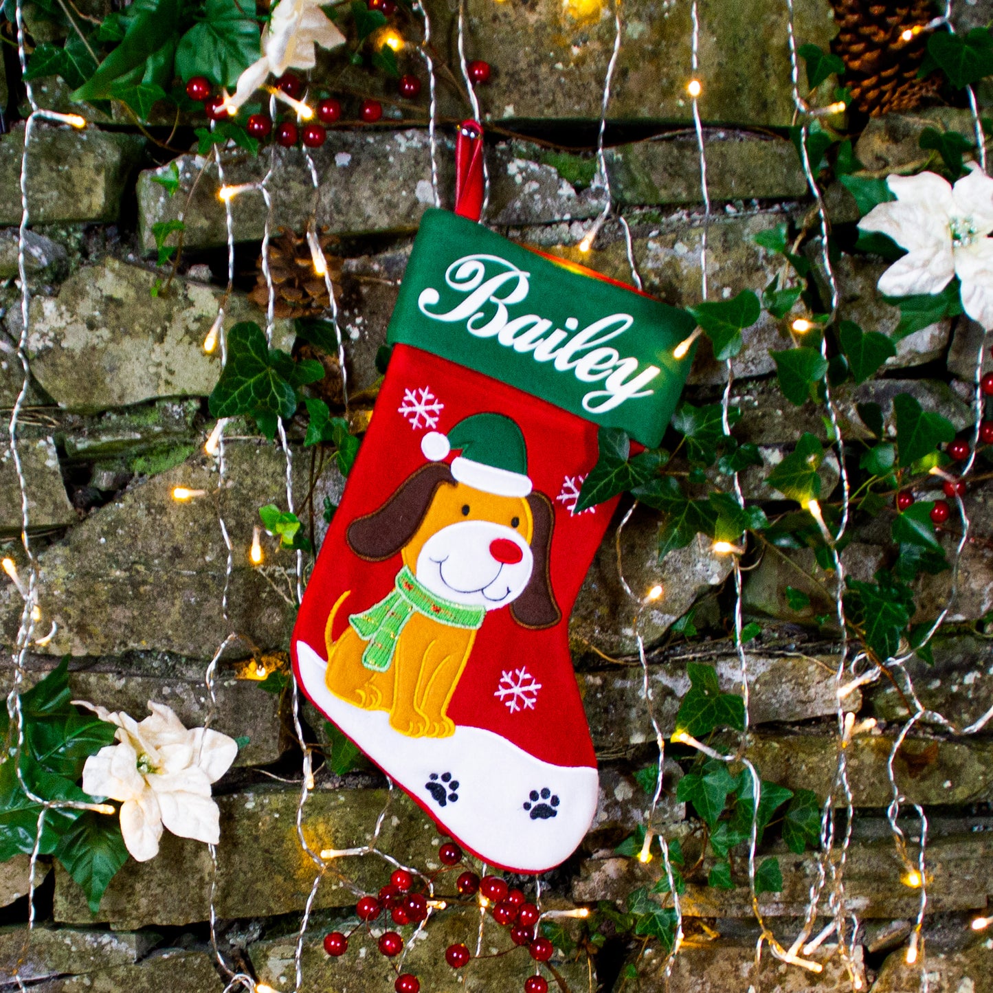 Haning Personalised Dog Christmas Stocking