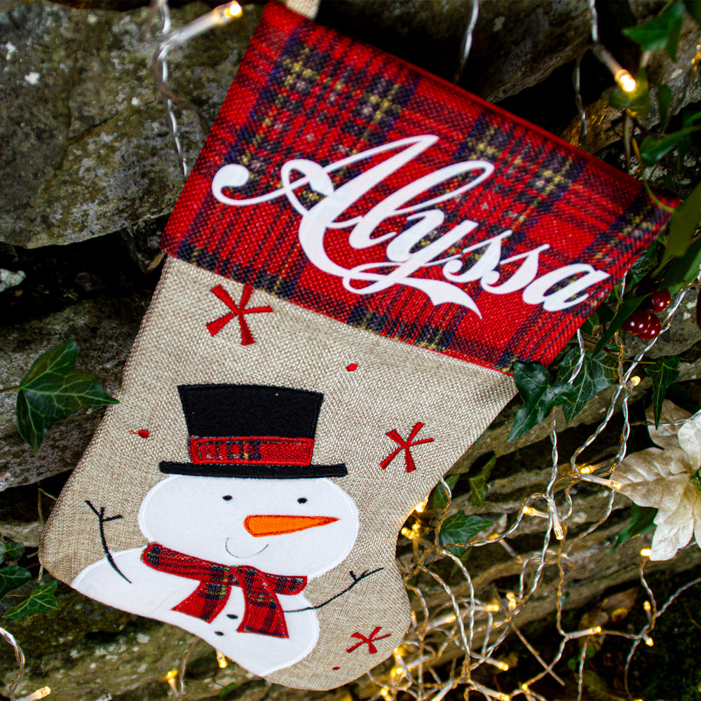 Hessian Snowman Christmas Stocking