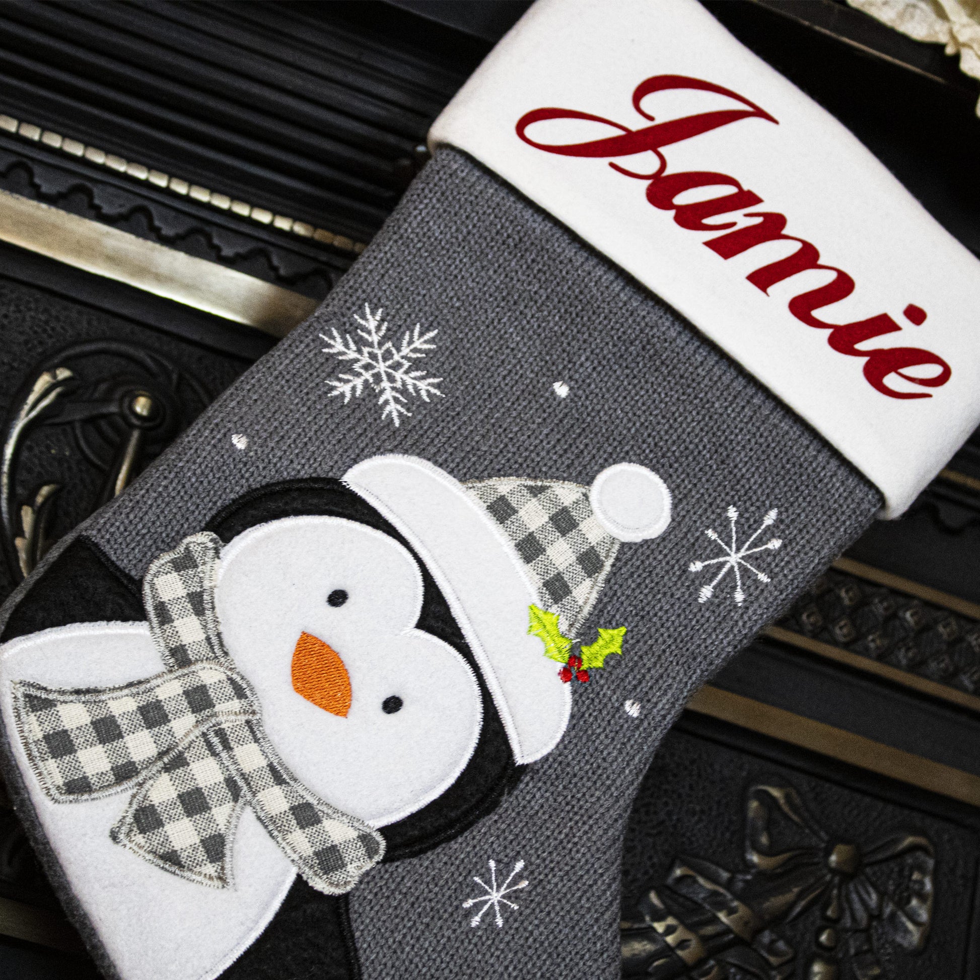 Penguin with Knitted Texture Christmas Stocking