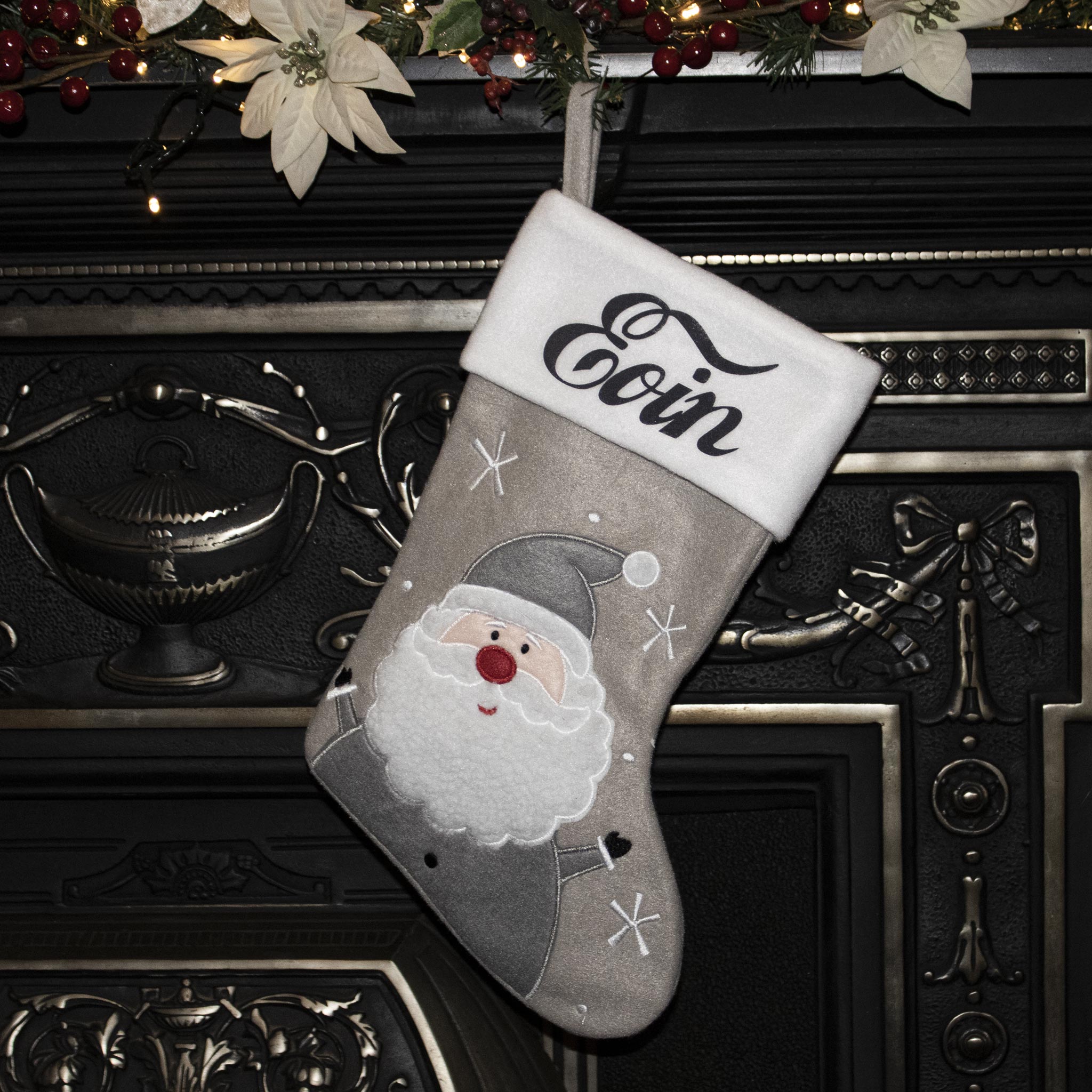 Warm Grey Santa Stocking | Personalised Christmas Stocking – Christmas ...