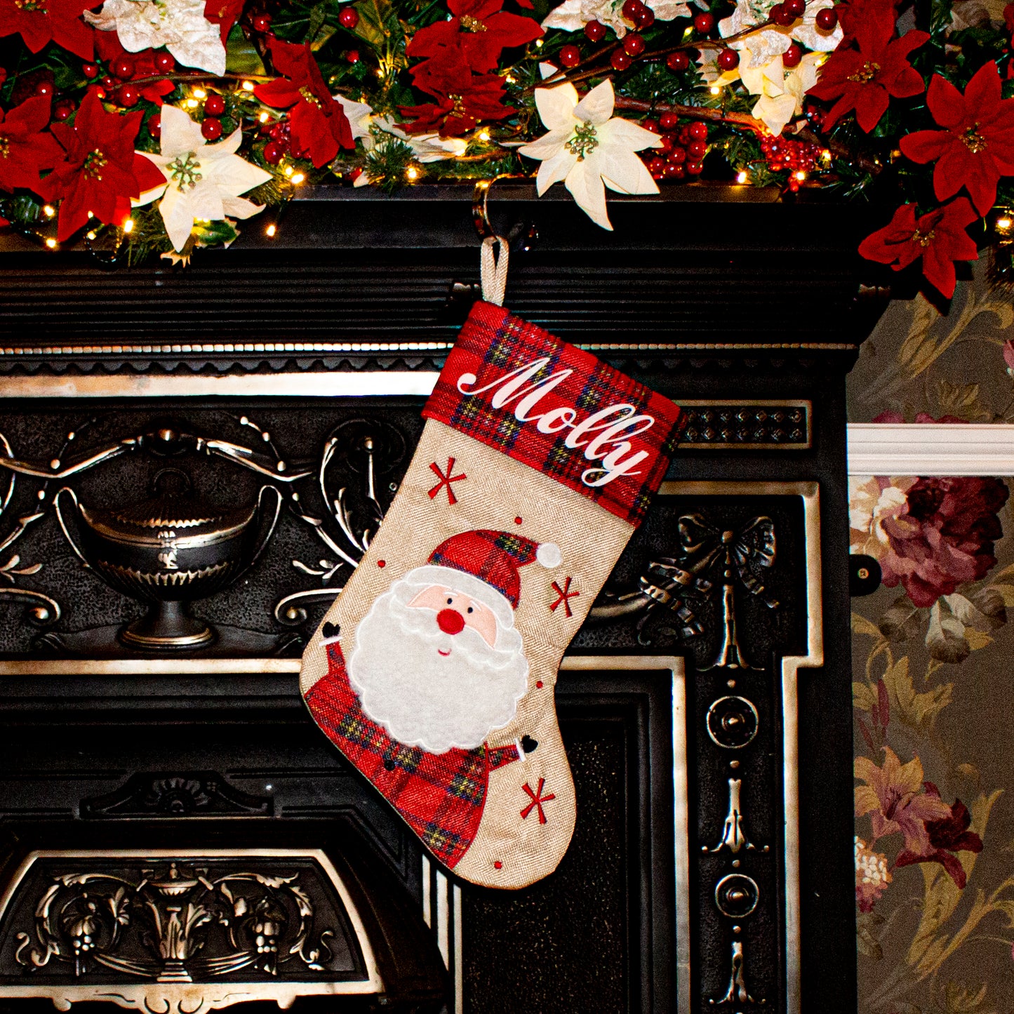 Personalised Hession Santa Christmas Stocking