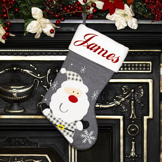 Personalised Knitted Santa Christmas Stocking