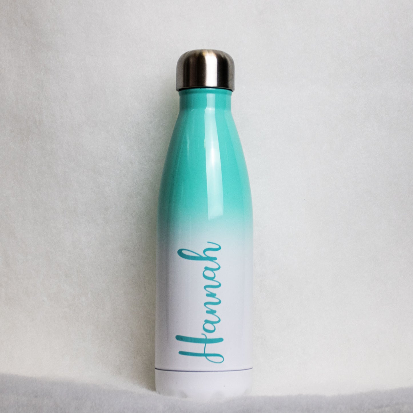 Personalised Mint and White Ombre Chily Water Bottle