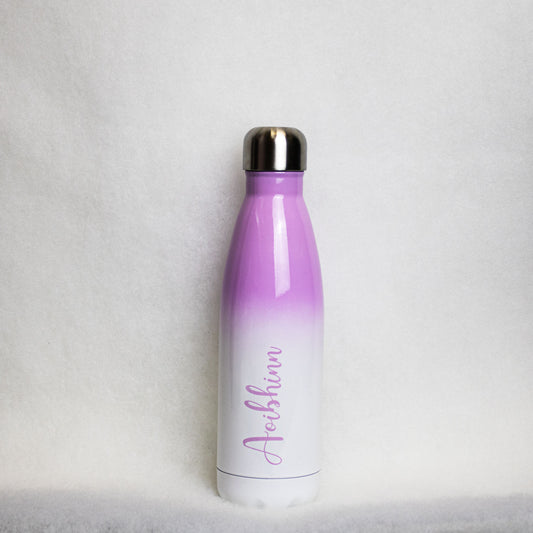 Personalised Purple and White Ombre Chily Water Bottle