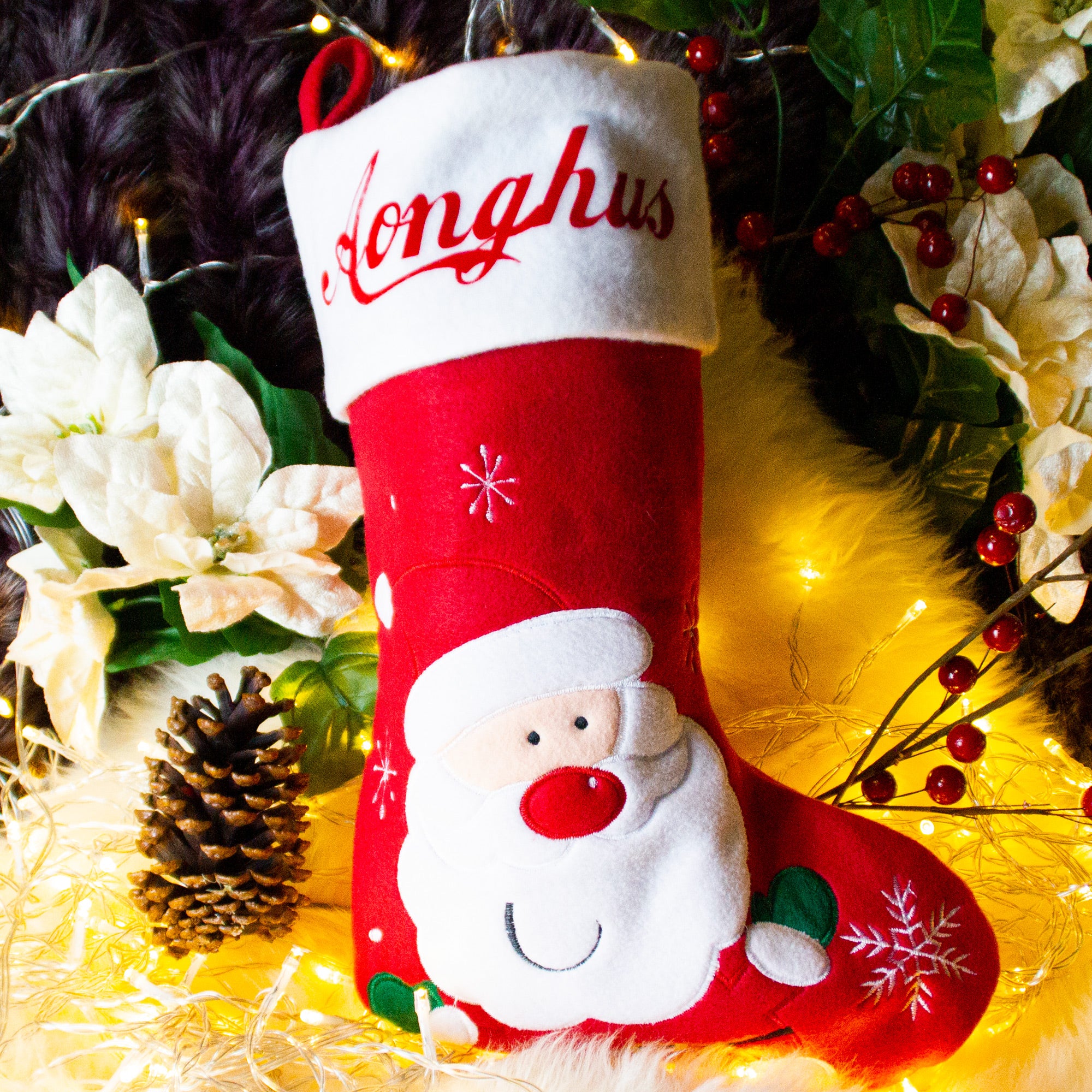 Red Santa Christmas Stocking | Personlaised Christmas Stocking ...