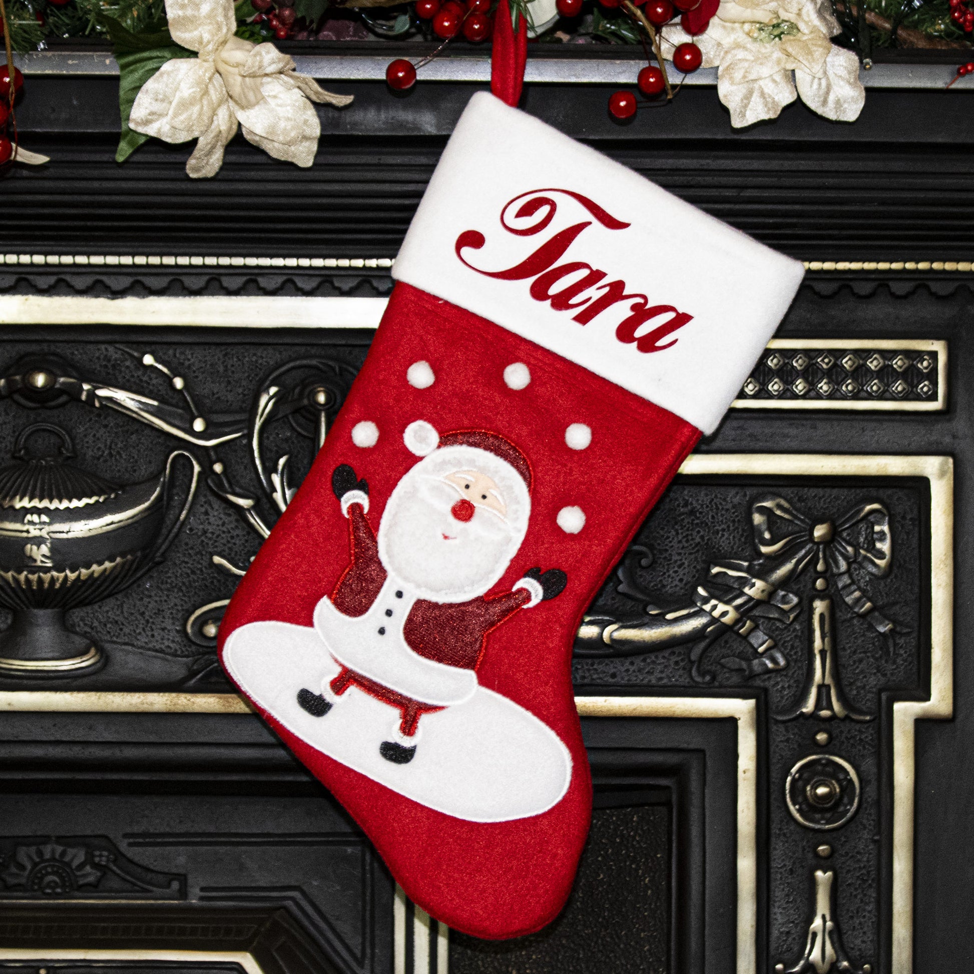 Personalised Santa with Snowball Christmas Stocking