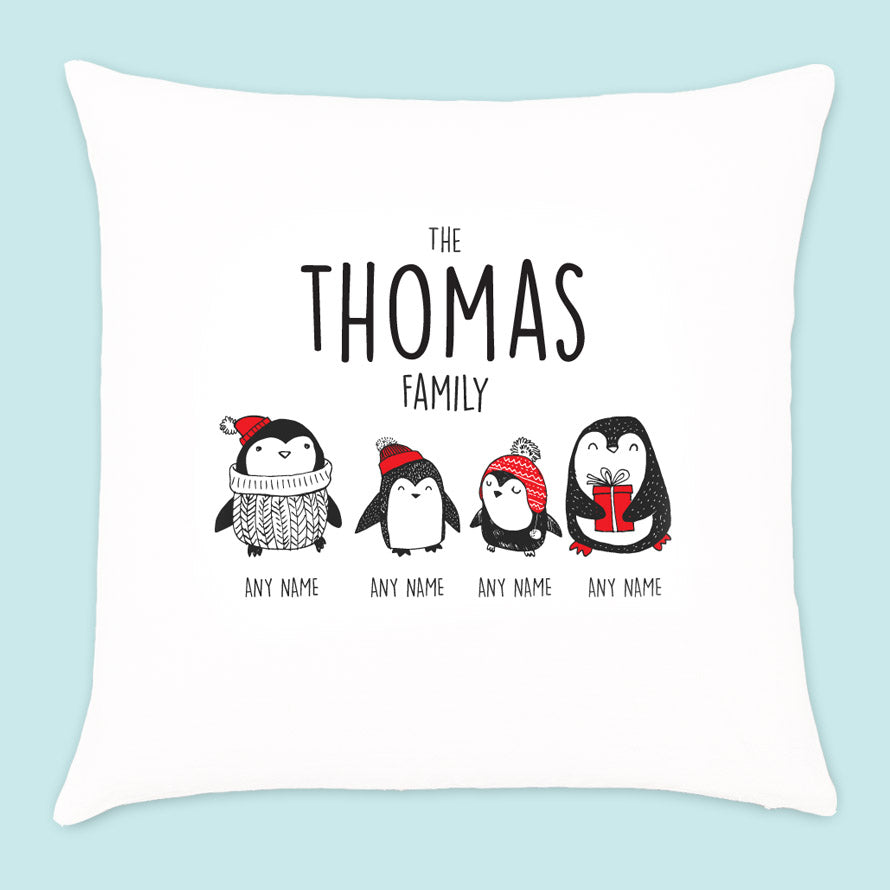 Christmas Penguin Cushion 4 Names