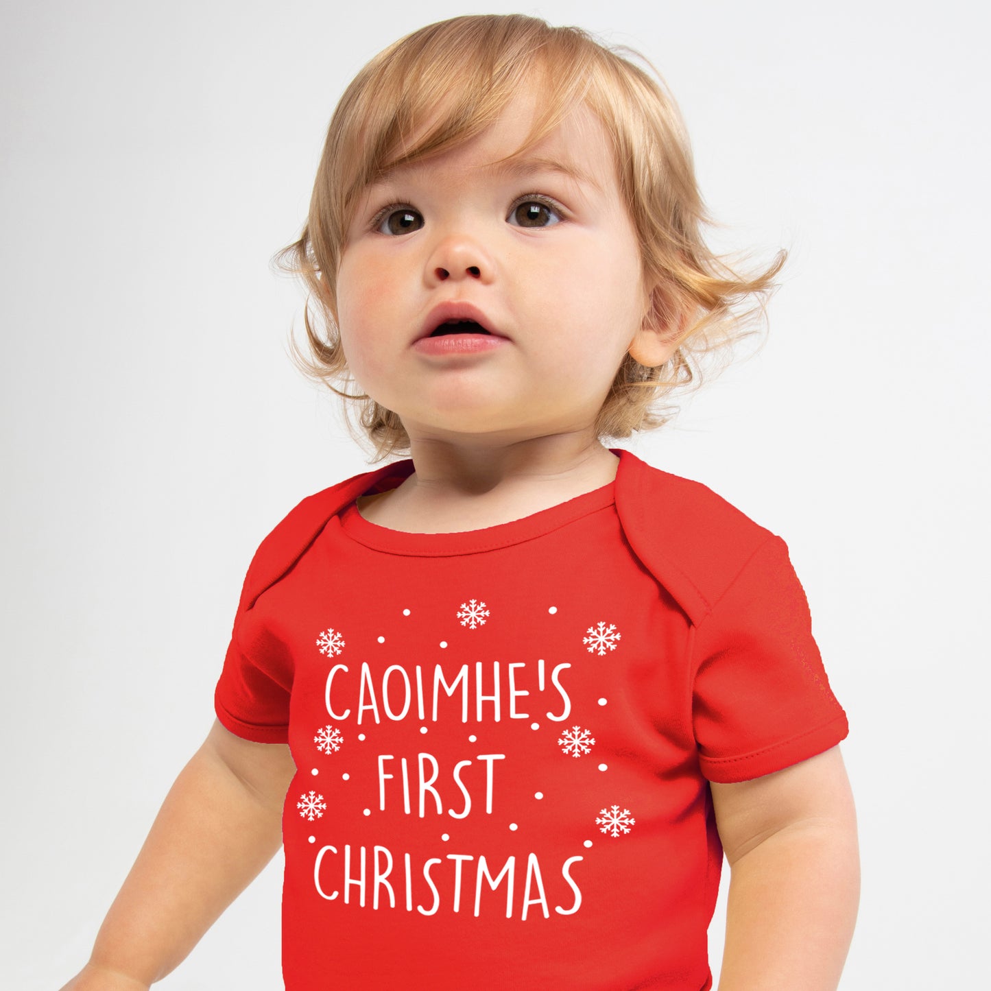 Personalised First Christmas Baby Vest Red